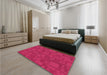 Round Machine Washable Transitional Hot Deep Pink Rug in a Office, wshpat3850org