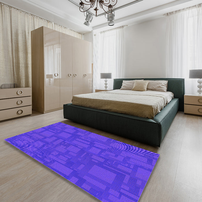 Patterned Purple Rug in a Bedroom, pat3850pur