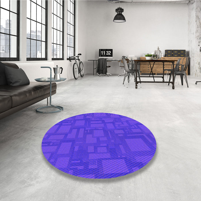 Round Patterned Purple Rug in a Office, pat3850pur