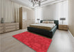 Round Machine Washable Transitional Red Rug in a Office, wshpat3850rd