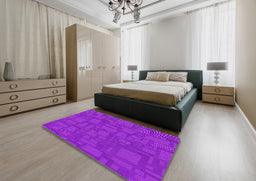 Patterned Fuchsia Magenta Purple Novelty Rug in a Bedroom, pat3850