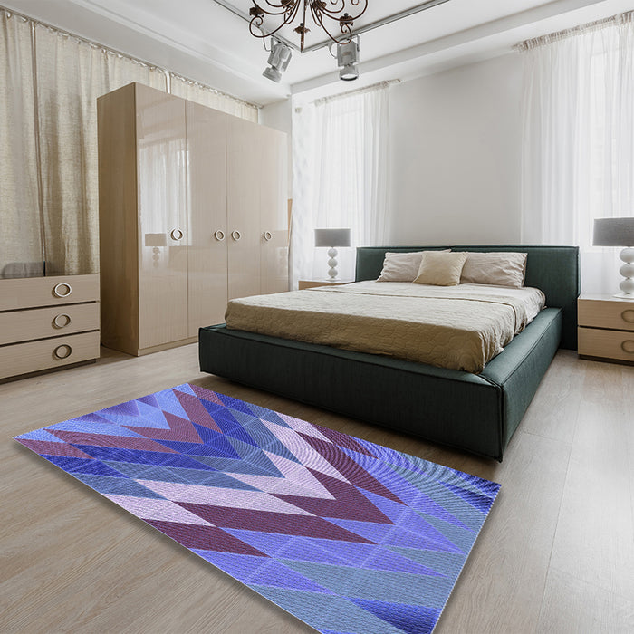 Patterned Amethyst Purple Rug in a Bedroom, pat3851blu