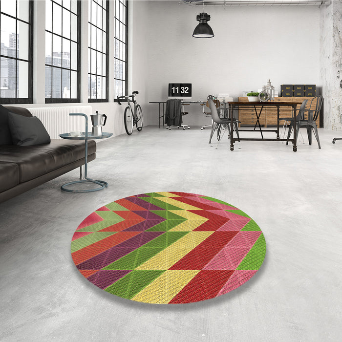 Round Patterned Pistachio Green Rug in a Office, pat3851brn