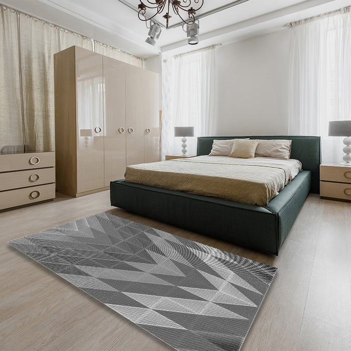Patterned Gray Rug in a Bedroom, pat3851gry