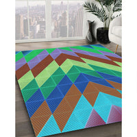 Patterned Lime Mint Green Rug, pat3851lblu