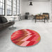 Round Patterned Red Rug in a Office, pat3851rd