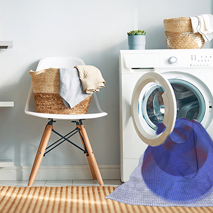 Machine Washable Transitional Denim Blue Rug in a Washing Machine, wshpat3852blu