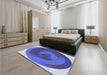 Patterned Denim Blue Rug in a Bedroom, pat3852blu