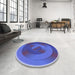 Round Patterned Denim Blue Rug in a Office, pat3852blu