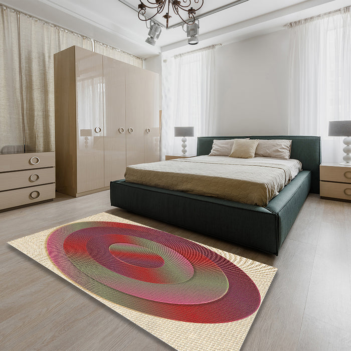 Patterned Camel Brown Rug in a Bedroom, pat3852brn