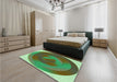 Patterned Green Rug in a Bedroom, pat3852grn