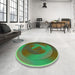 Round Patterned Green Rug in a Office, pat3852grn