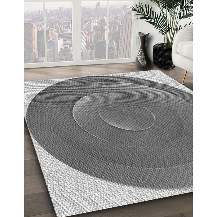 Patterned Cloud Gray Rug in Family Room, pat3852gry