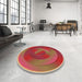 Round Patterned Brown Sand Brown Rug in a Office, pat3852org