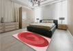 Round Machine Washable Transitional Pastel Red Pink Rug in a Office, wshpat3852rd