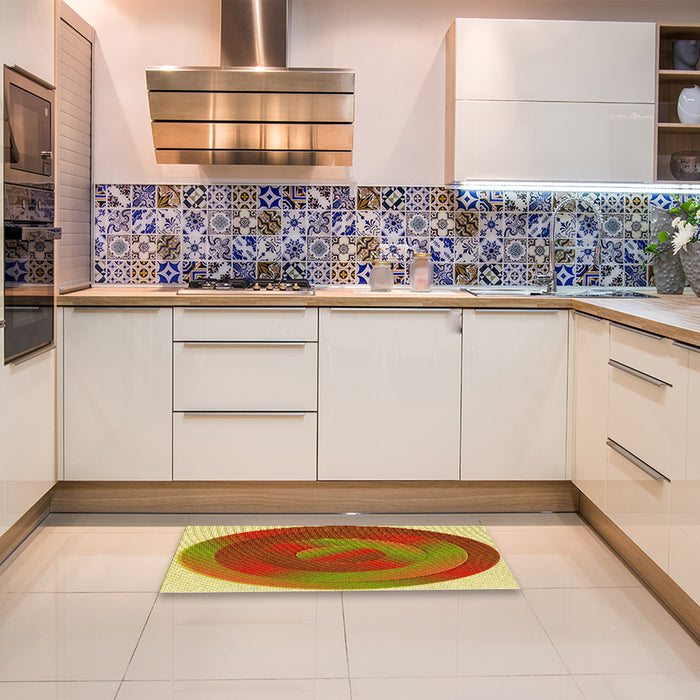 Patterned Red Rug in a Kitchen, pat3852yw