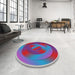 Round Patterned Violet Red Pink Novelty Rug in a Office, pat3852