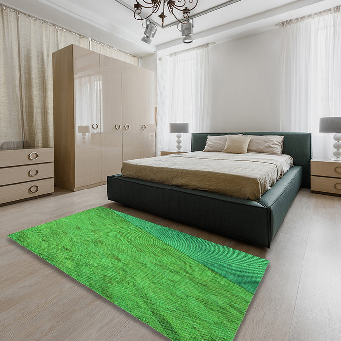 Patterned Neon Green Rug in a Bedroom, pat3853grn