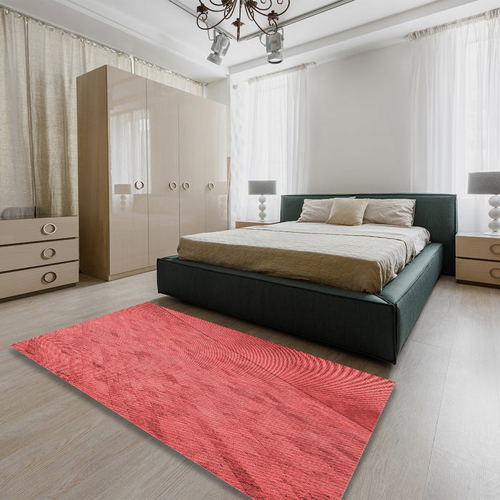 Patterned Red Rug in a Bedroom, pat3853rd