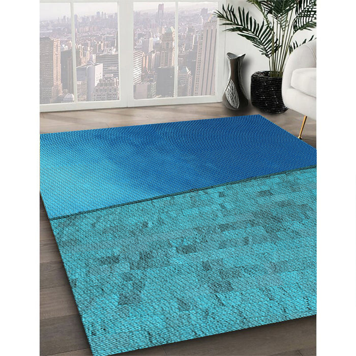 Machine Washable Transitional Bright Navy Blue Rug in a Family Room, wshpat3854lblu