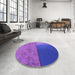 Round Patterned Purple Rug in a Office, pat3854pur