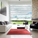 Square Patterned Red Rug in a Living Room, pat3854rd