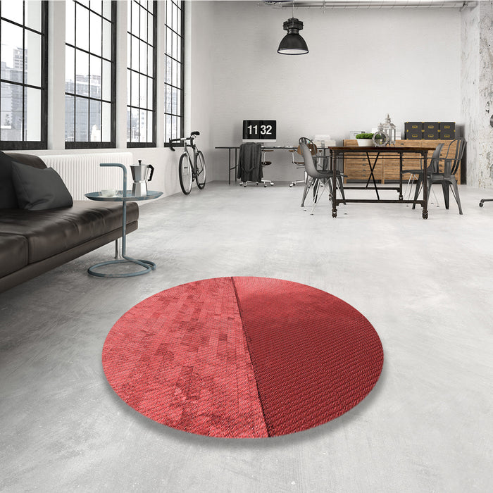 Round Patterned Red Rug in a Office, pat3854rd