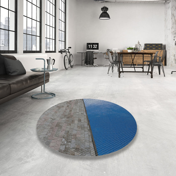 Round Patterned Blue Novelty Rug in a Office, pat3854
