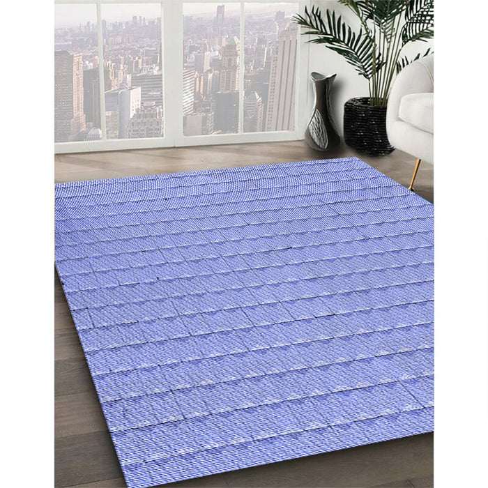Patterned Light Slate Blue Rug in Family Room, pat3855blu
