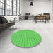 Round Patterned Neon Green Rug in a Office, pat3855grn