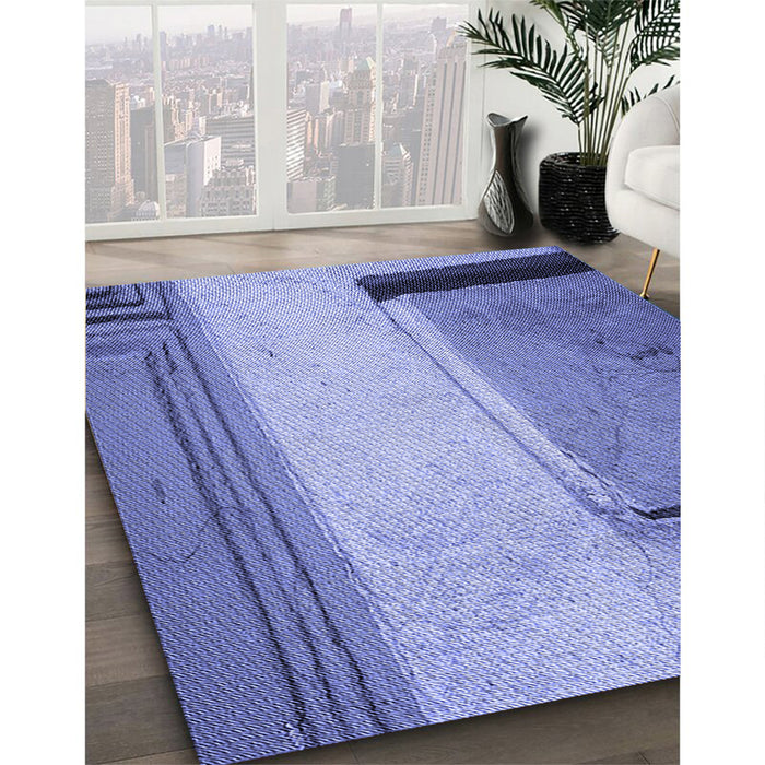 Machine Washable Transitional Jeans Blue Rug in a Family Room, wshpat3856blu