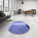 Round Patterned Jeans Blue Rug in a Office, pat3856blu