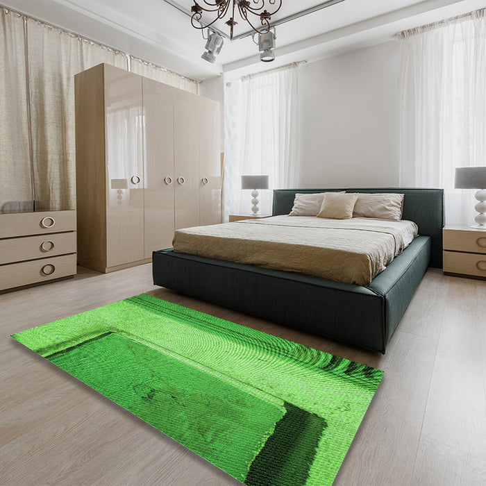 Patterned Emerald Green Rug in a Bedroom, pat3856grn