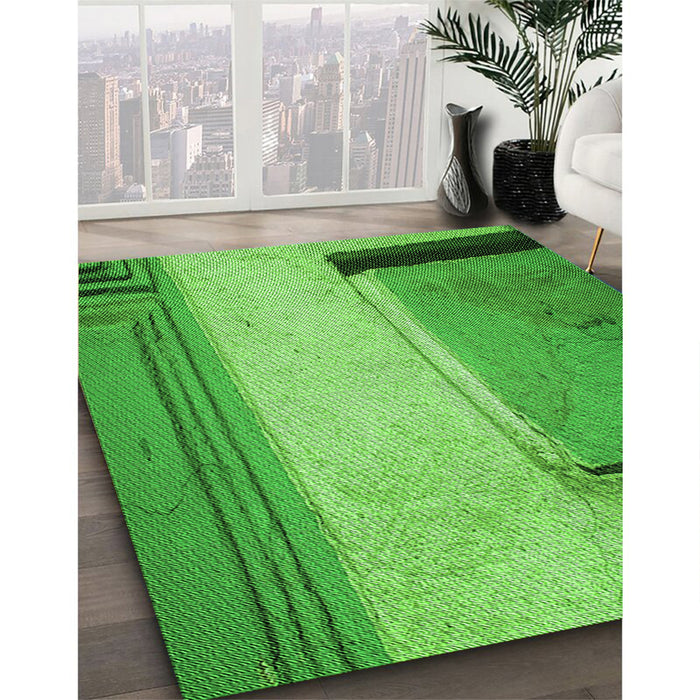 Patterned Emerald Green Rug in Family Room, pat3856grn