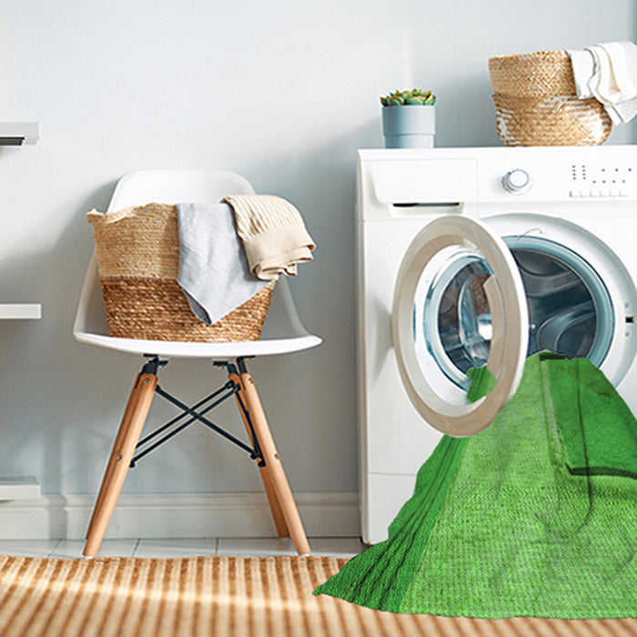 Machine Washable Transitional Emerald Green Rug in a Washing Machine, wshpat3856grn