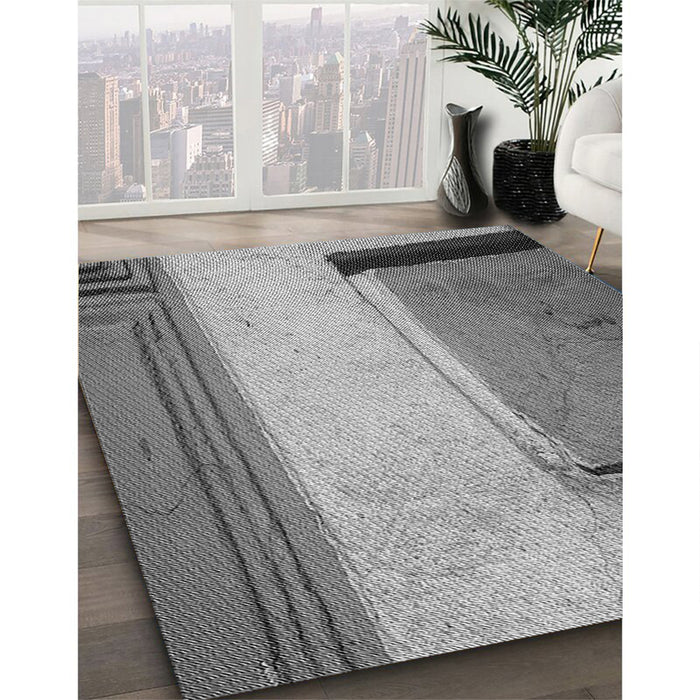 Patterned Cloud Gray Rug in Family Room, pat3856gry