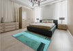 Patterned Diamond Blue Rug in a Bedroom, pat3856lblu