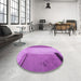 Round Patterned Violet Purple Rug in a Office, pat3856pur