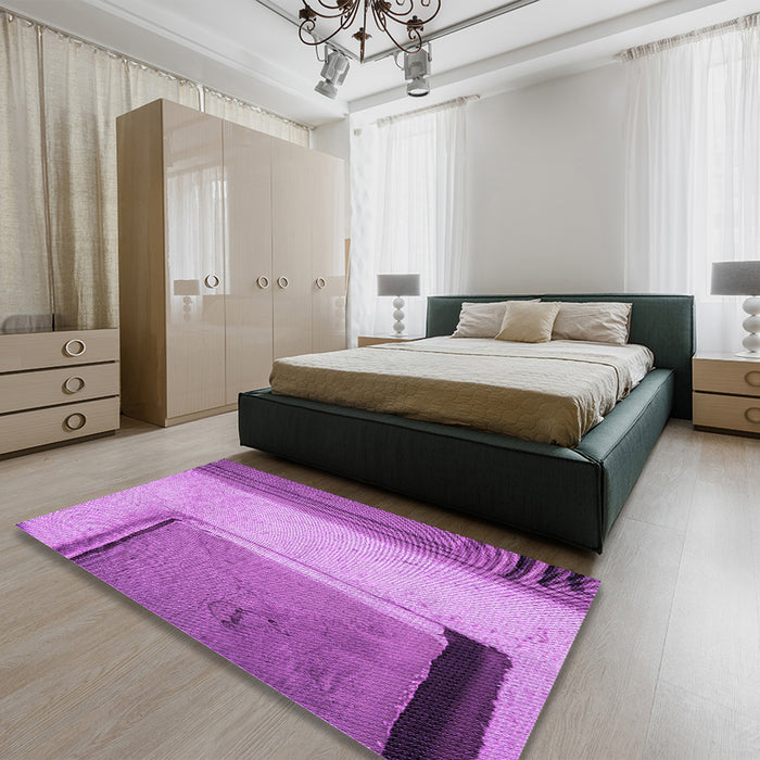 Round Machine Washable Transitional Violet Purple Rug in a Office, wshpat3856pur