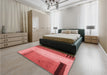 Patterned Red Rug in a Bedroom, pat3856rd