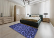 Patterned Midnight Blue Rug in a Bedroom, pat3857blu