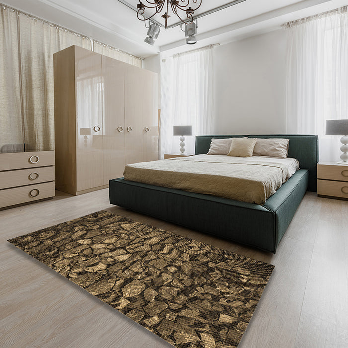 Patterned Light Brown Rug in a Bedroom, pat3857brn