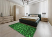 Patterned Deep Emerald Green Rug in a Bedroom, pat3857grn