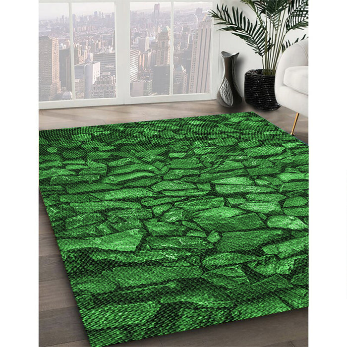 Machine Washable Transitional Deep Emerald Green Rug in a Family Room, wshpat3857grn