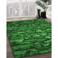 Patterned Deep Emerald Green Rug, pat3857grn