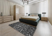 Patterned Charcoal Black Rug in a Bedroom, pat3857gry