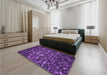 Patterned Purple Rug in a Bedroom, pat3857pur