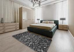 Patterned Gray Novelty Rug in a Bedroom, pat3857