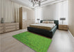 Patterned Green Rug in a Bedroom, pat3858grn