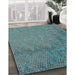 Patterned Blue Moss Green Rug in Family Room, pat3858lblu